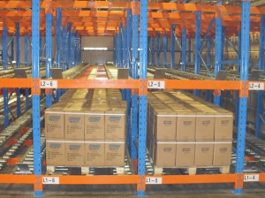 Pallet flow rack storage systems