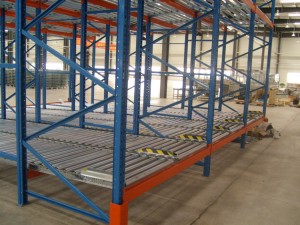 Gravity flow pallet racking systems