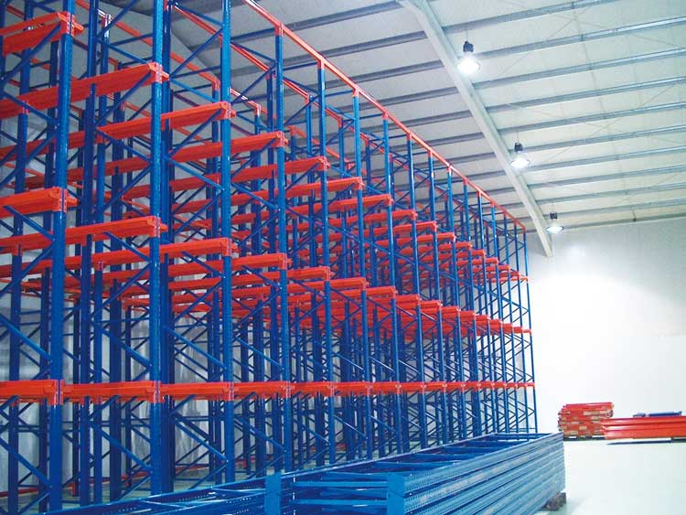 High density storage drive-in rack solution for warehouse optimization